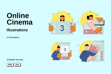Cinema on-line Pacote de Ilustrações