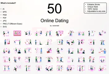 Online-Dating Illustrationspack