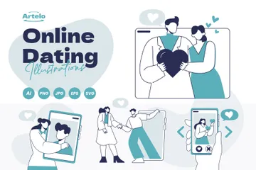 Online-Dating Illustrationspack
