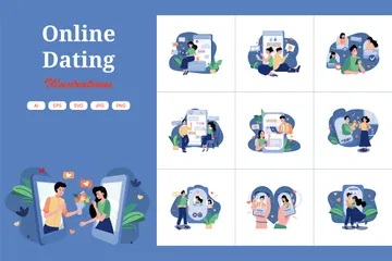 Online Dating Illustration Pack