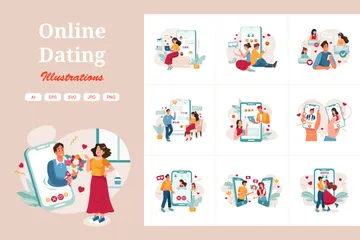 Online Dating Illustration Pack