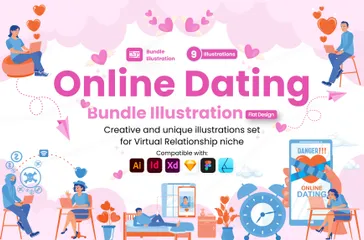 Online Dating Illustration Pack