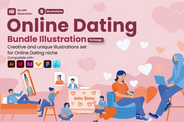 Online Dating Illustration Pack