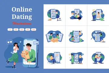 Online Dating Illustration Pack