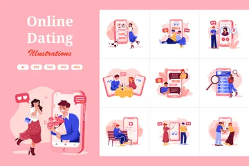 Online Dating Illustration Pack