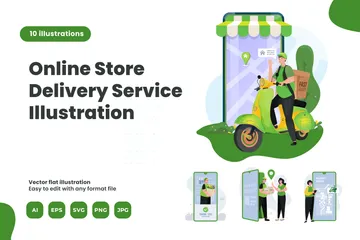 Online Store Delivery Service Illustration Pack