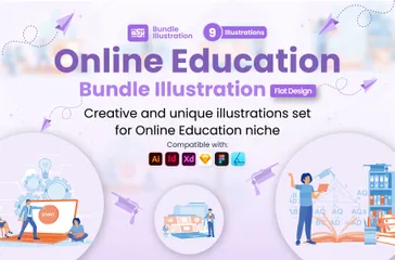 Online Education Illustration Illustration Pack