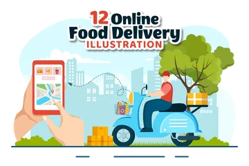 Online Food Delivery Illustration Pack