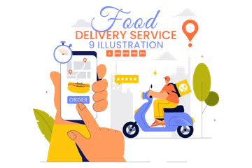 Online Food Delivery Illustration Pack