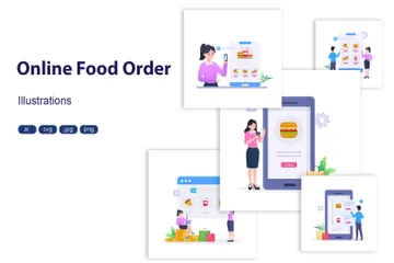 Online Food Order Illustration Pack