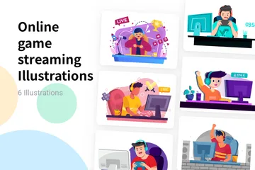 Online Game Streaming Illustration Pack