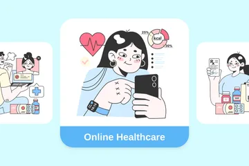 Online-Gesundheitsversorgung Illustrationspack