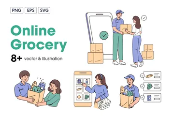 Online Grocery Illustration Pack