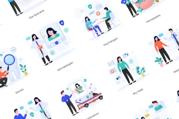 Online Healthcare Mobile App Illustration Pack