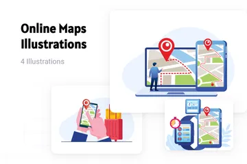 Online-Karten Illustrationspack