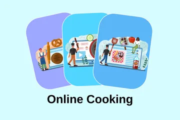 Online-Kochen Illustrationspack