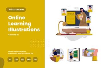 Online Learning Illustration Pack