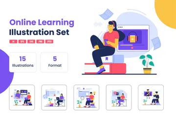 Online Learning Illustration Pack