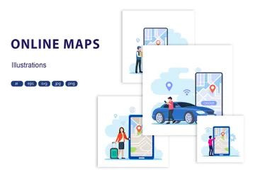 Online Maps Illustration Pack