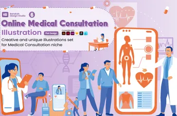 Online Medical Consultation Illustration Pack
