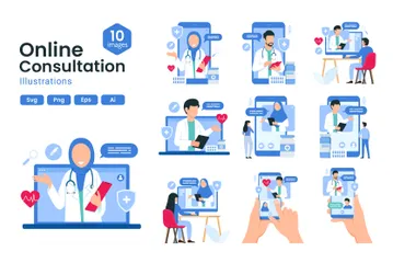 Online Medical Consultation Illustration Pack