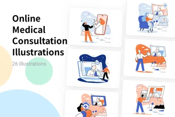 Online Medical Consultation Illustration Pack