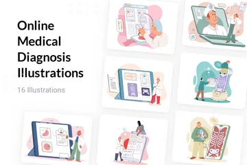 Online Medical Diagnosis Illustration Pack