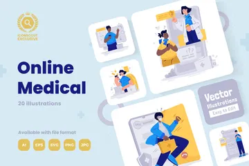 Medicina on-line Pacote de Ilustrações