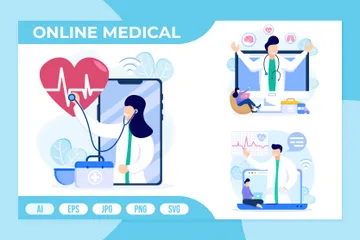 Medicina on-line Pacote de Ilustrações