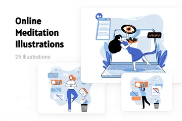 Online Meditation Illustration Pack