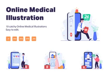 Online Medizin Illustrationspack