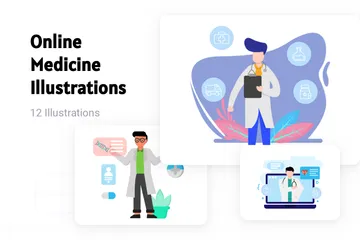 Online-Medizin Illustrationspack