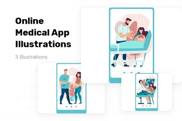 Online-Medizin-App Illustrationspack