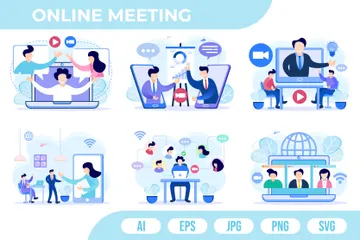 Online Meeting Illustration Pack
