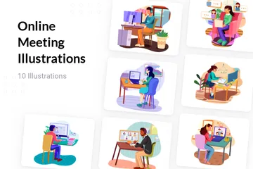 Online Meeting Illustration Pack