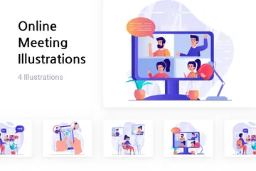 Online Meeting Illustration Pack