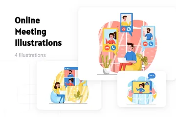 Online Meeting Illustration Pack