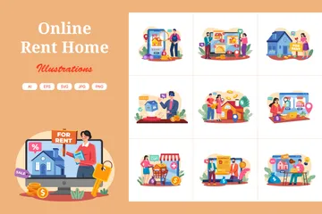 Online-Miete Home Illustrationspack