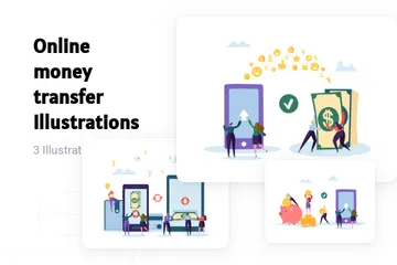 Online Money Transfer Illustration Pack