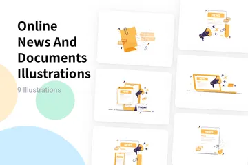 Online News And Documents Illustration Pack