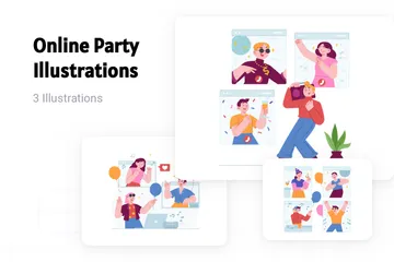 Online Party Illustration Pack