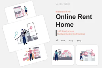 Online Rent Home Illustration Pack