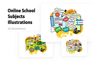Online School Subjects Illustration Pack