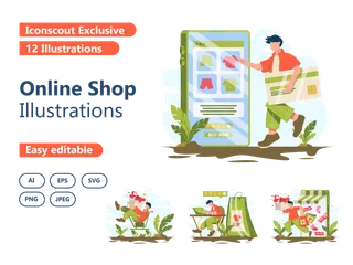 Online Shopping Illustration Pack