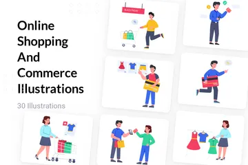 Online Shopping And Commerce Illustration Pack