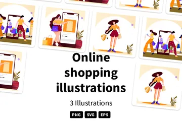 Online-Shopping-Illustrationen Illustrationspack