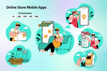 Online Store Mobile Apps Illustration Pack
