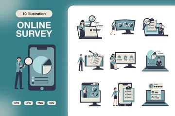 Online Survey Activity Illustration Pack