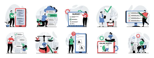 Online Survey Illustration Pack