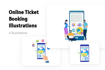 Online Ticket Booking Illustration Pack